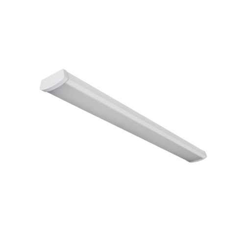 LED wraparound linear strip fixture in a white finish and 4 foot length. Ideal for office lights, retail lights, and showroom lighting.